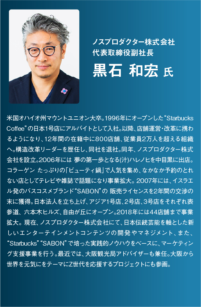 ノスプロダクター株式会社 代表取締役副社⻑ ⿊⽯和宏