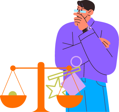 天秤を持つ男性